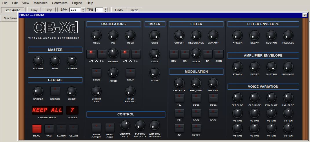 The OB-Xd editor open inside buzz-remote